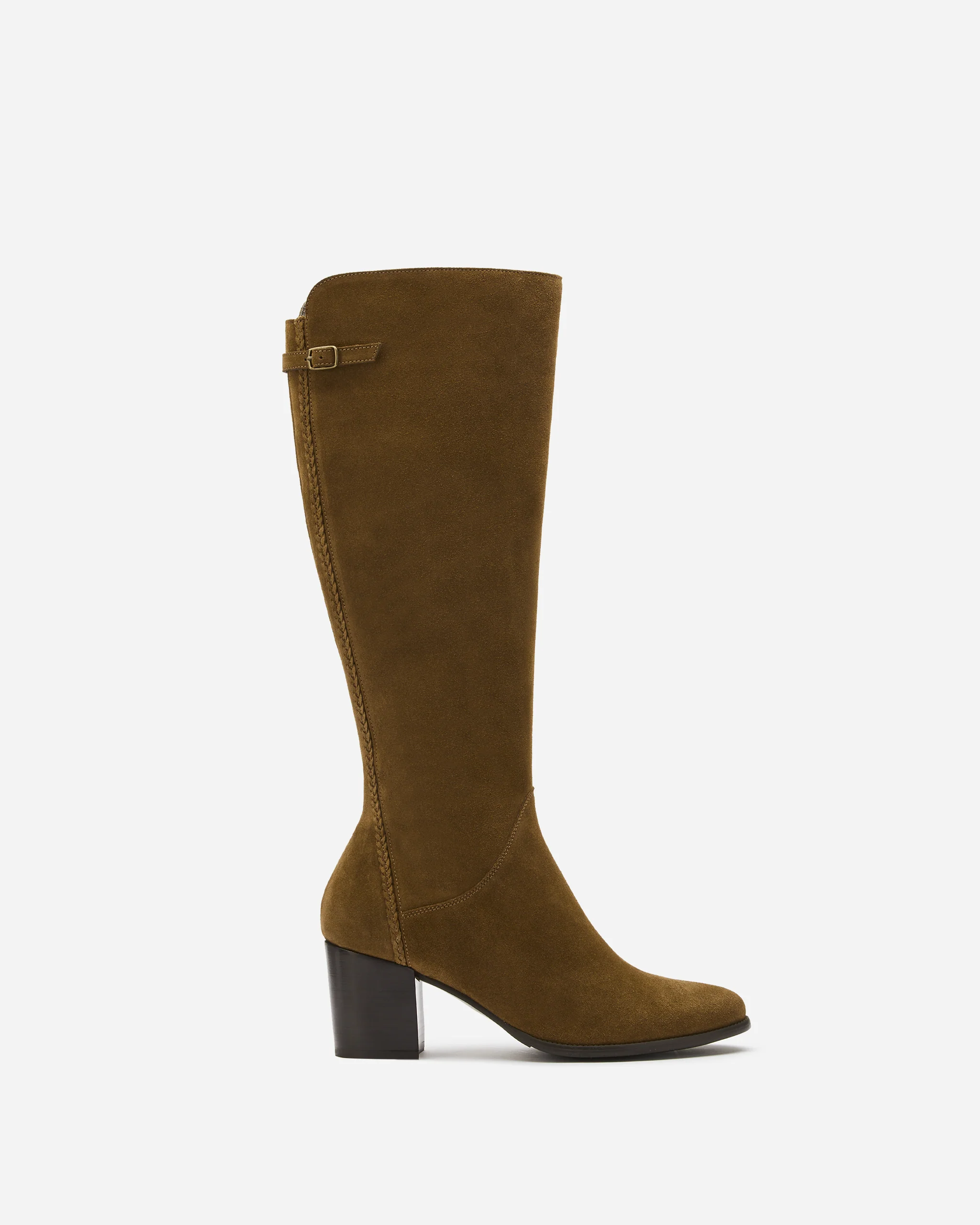 Block Heeled Suede Boots